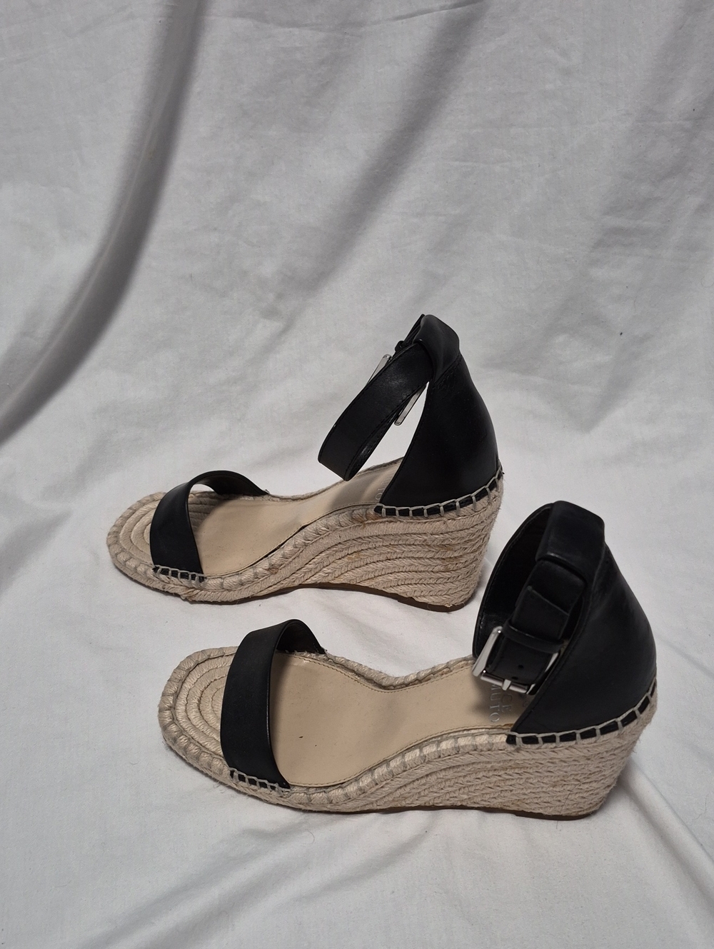 Vince Camuto Black Espadrille Wedge Sandals with Ankle Strap 8